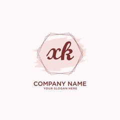 Initial XK handwriting Logo, and Brush and hexagon lines template