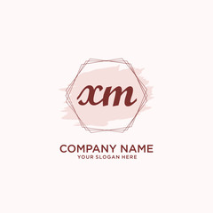 Initial XM handwriting Logo, and Brush and hexagon lines template