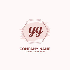 Initial YG handwriting Logo, and Brush and hexagon lines template