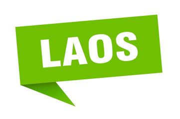 Laos sticker. Green Laos signpost pointer sign