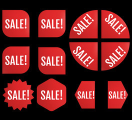 Black Friday New Sale Sticker Set. Red promotion labels