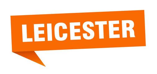 Leicester sticker. Orange Leicester signpost pointer sign