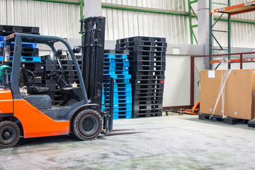 Forklifts with plastic palate ready for use