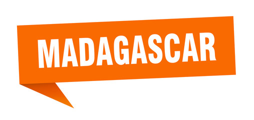 Madagascar sticker. Orange Madagascar signpost pointer sign