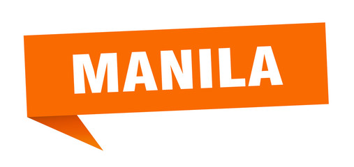 Manila sticker. Orange Manila signpost pointer sign