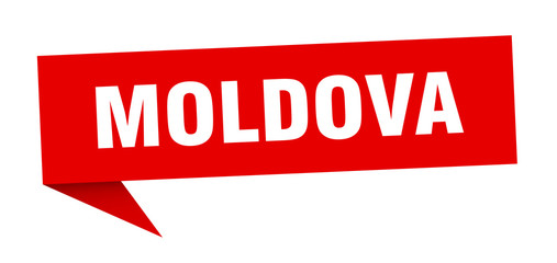 Moldova sticker. Red Moldova signpost pointer sign