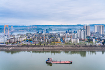 Early morning scenery of the Yichang Yangtze River Bridge in Hubei, China