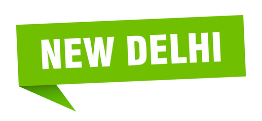 New Delhi sticker. Green New Delhi signpost pointer sign