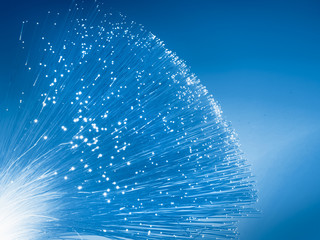 Monochrome blue color toned image with copy-space. Futuristic technological background, closeup on...