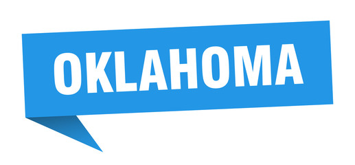 Oklahoma sticker. Blue Oklahoma signpost pointer sign