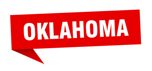 Oklahoma sticker. Red Oklahoma signpost pointer sign