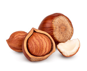 Hazelnut isolated on white background