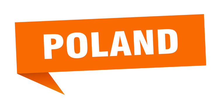 Poland sticker. Orange Poland signpost pointer sign