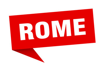 Rome sticker. Red Rome signpost pointer sign