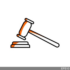 The outline of the judge's hammer.vector illustration