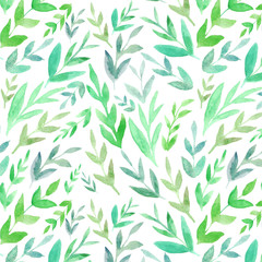 Fototapeta na wymiar patern watercolor green leaves