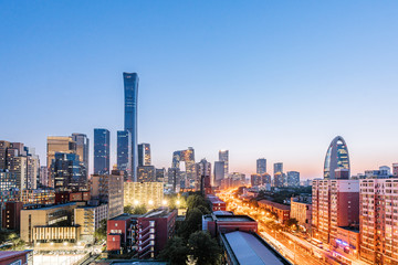 Fototapeta premium Night view of CBD skyline and skyscrapers in Beijing, China