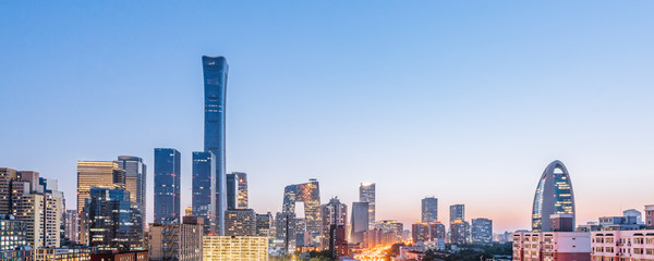 Night view of CBD skyline and skyscrapers in Beijing, China