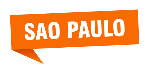 Sao Paulo sticker. Orange Sao Paulo signpost pointer sign