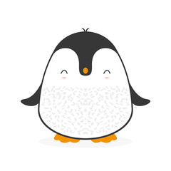Cute cartoon penguin for Merry Christmas and New Year’s celebration vector illustration.