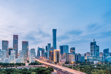 Fototapeta na wymiar Dusk view of CBD skyline in Beijing, China
