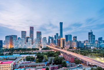 Fototapeta na wymiar Dusk view of CBD skyline in Beijing, China