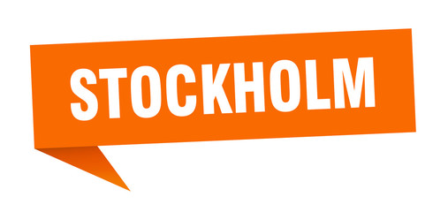 Stockholm sticker. Orange Stockholm signpost pointer sign