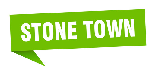 Stone Town sticker. Green Stone Town signpost pointer sign