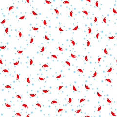 Santa Claus Christmas red hat seamless pattern background. Cute cartoon doodle vector illustration