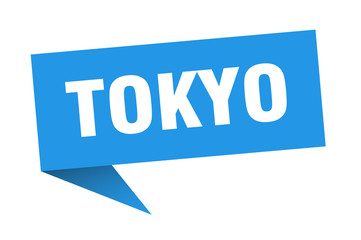 Tokyo sticker. Blue Tokyo signpost pointer sign