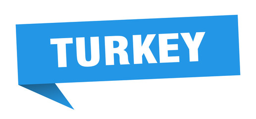 Turkey sticker. Blue Turkey signpost pointer sign