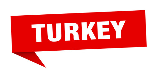 Turkey sticker. Red Turkey signpost pointer sign