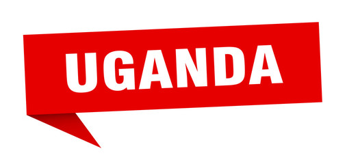 Uganda sticker. Red Uganda signpost pointer sign