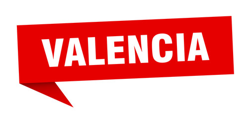 Valencia sticker. Red Valencia signpost pointer sign