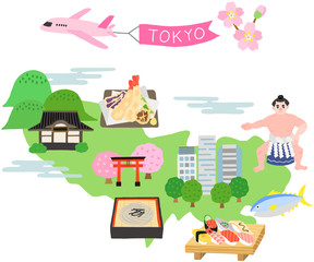 東京都　地図　観光　イラストマップ