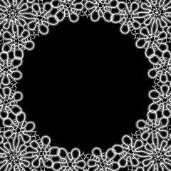 decorative white frame round lace napkin