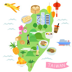 台湾　地図　観光　イラストマップ