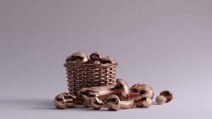 Bronze Gourmet Mushrooms in a Basket 3d	