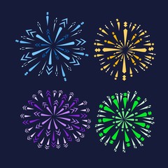 Illustration of Monochrome Fireworks Set