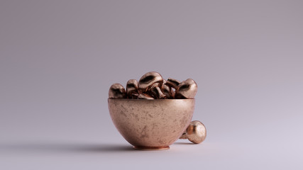Bronze Gourmet Mushrooms in a Bowl 3d illustration 3d rendering	