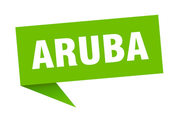 Aruba sticker. Green Aruba signpost pointer sign