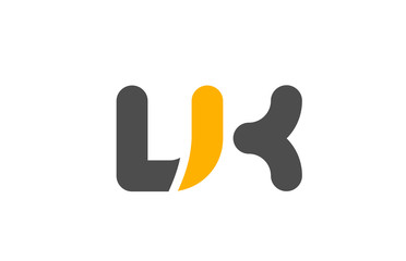 yellow grey combination logo letter VK V K alphabet design icon