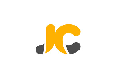 yellow grey combination logo letter JC J C alphabet design icon