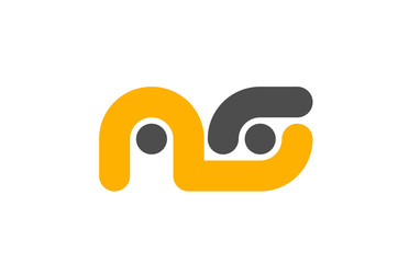 yellow grey combination logo letter AS A S alphabet design icon