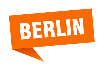 Berlin sticker. Orange Berlin signpost pointer sign