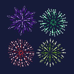 Illustration of Monochrome Fireworks Set