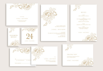 Elegant Wedding Suite Layout with Rose Illustrations