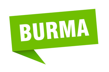 Burma sticker. Green Burma signpost pointer sign