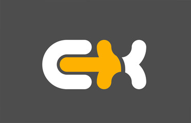 yellow white grey combination logo letter EX E X alphabet design icon