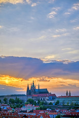 Fototapeta na wymiar A view of Prague Castle across the Vltava River in Prague, Czech Republic.